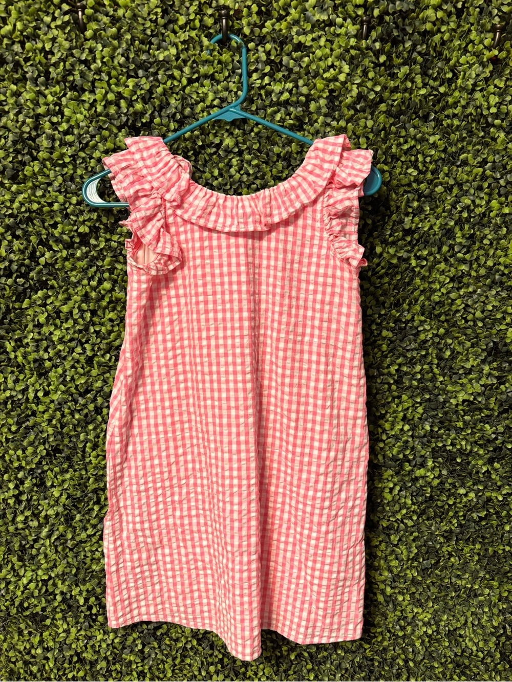 crown & ivy Pink Gingham Ruffle Sleeve Dress
